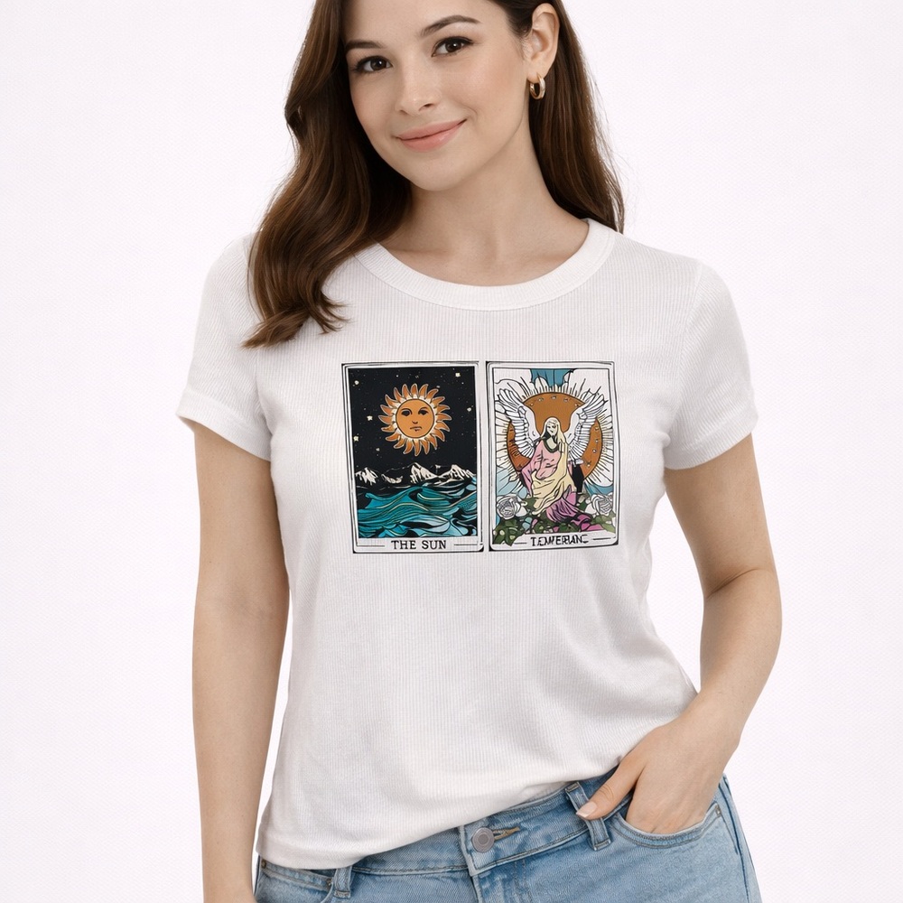 Tarot Graphic Tee Women’s Small White Vintage 90s Y2K